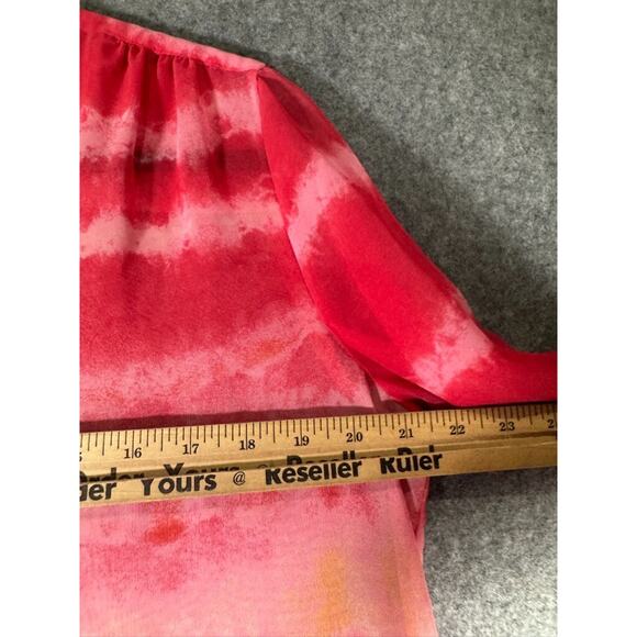 Chicos Blouse Women Medium Pink Semi Sheer Artsy Relaxed avant garde eclectic - Picture 3 of 6